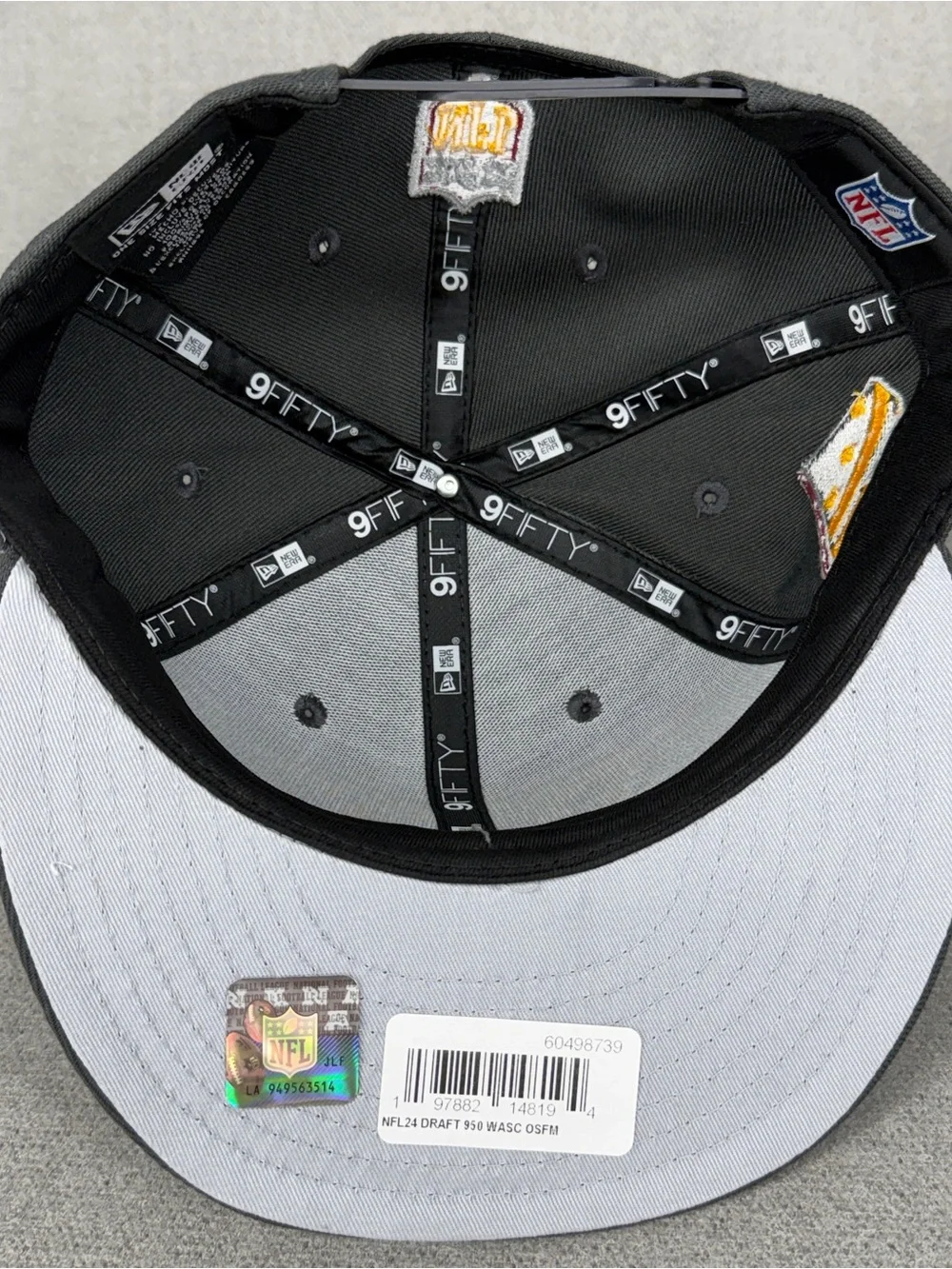 New Era Washington Commanders Hat NFL Draft 9Ffity Snapback Graphite Side Patch